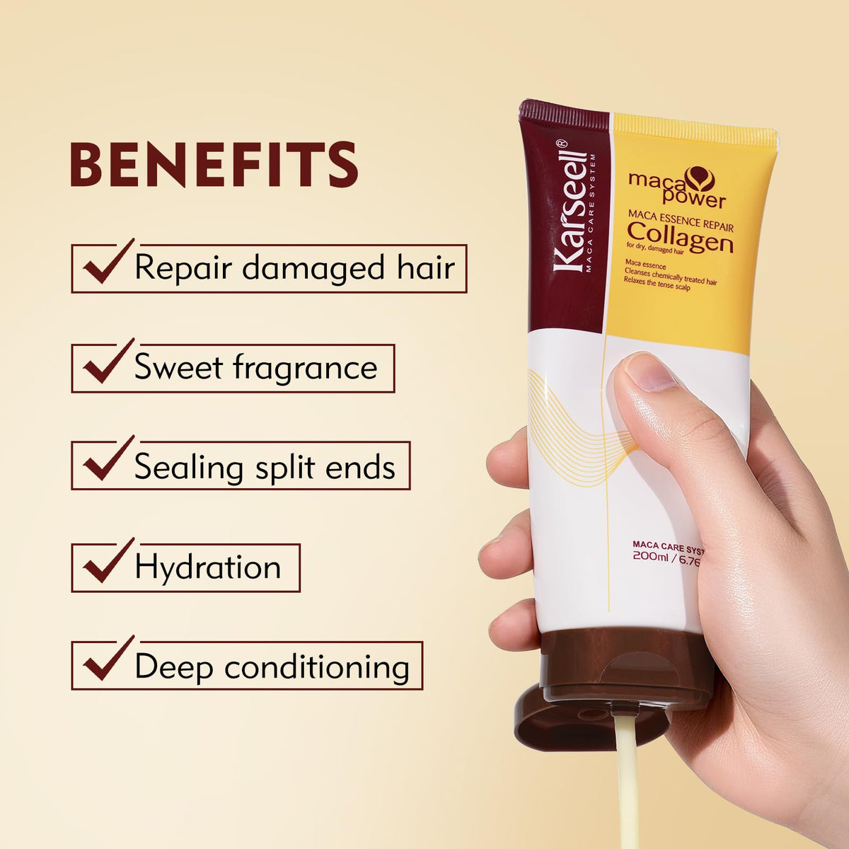 Karseell application on damp hair demonstrating easy use and smoothing