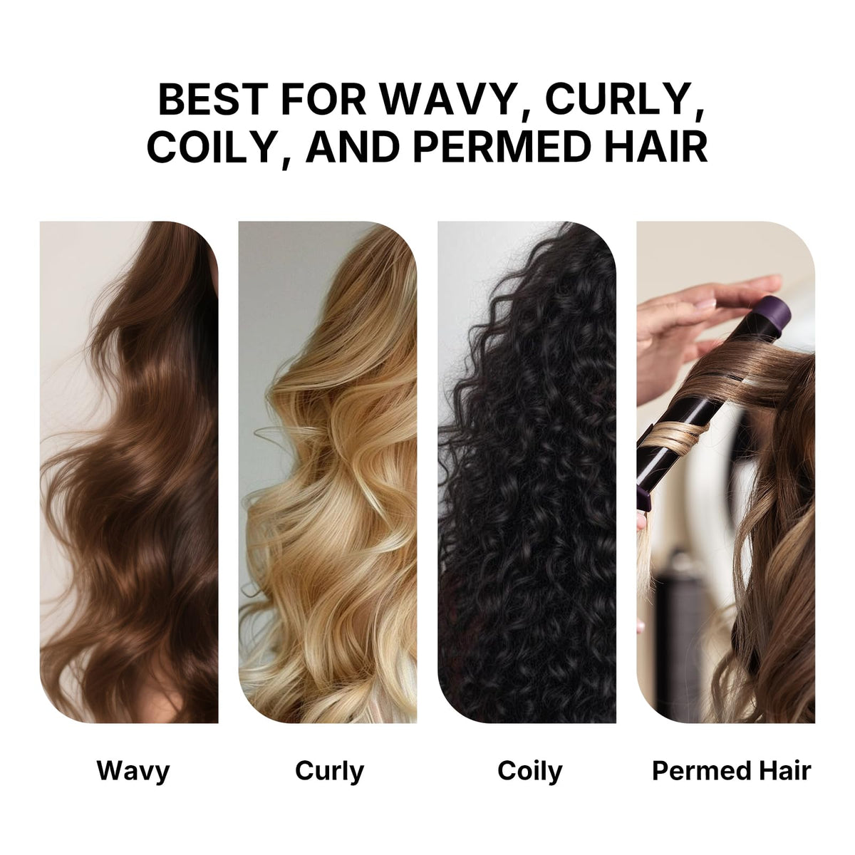 Karseell before and after curls demonstrating defined, frizz-controlled benefit