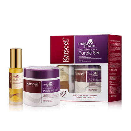 Karseell front packaging showing purple mask and argan oil set for salon-like tone control