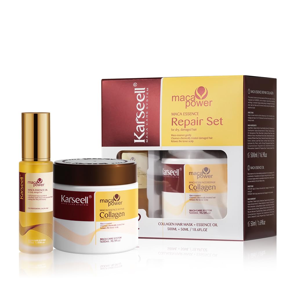 Karseell front packaging set shows both mask and argan oil for restorative care
