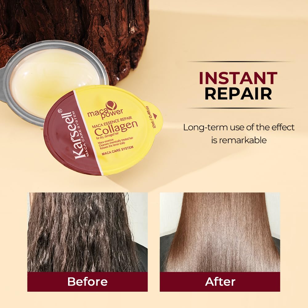 Karseell label highlighting collagen, argan oil, maca ingredients and clarity