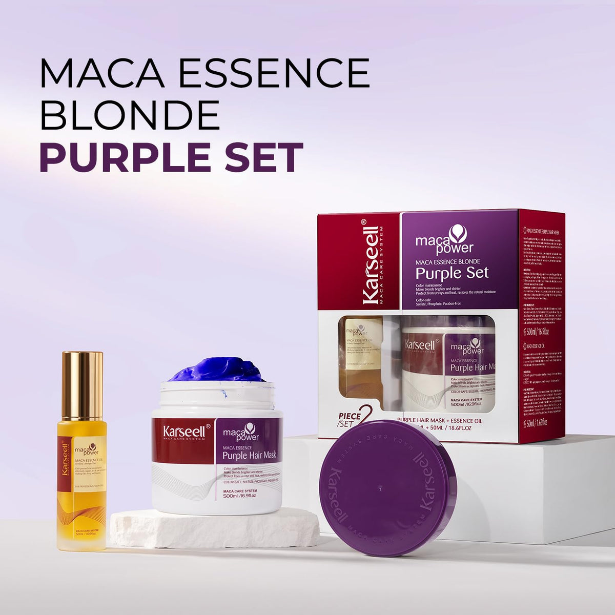 Karseell mask texture close-up illustrating creamy violet formula for brass reduction