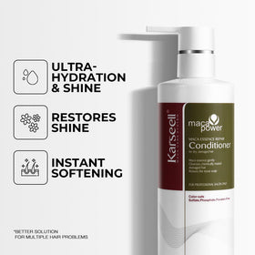 Karseell conditioner being dispensed into hand, demonstrating easy application