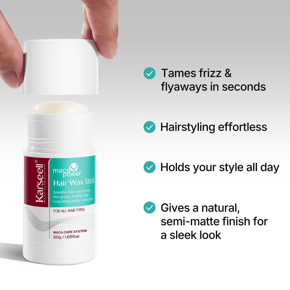 Karseell stick with cap removed demonstrating easy direct application advantage
