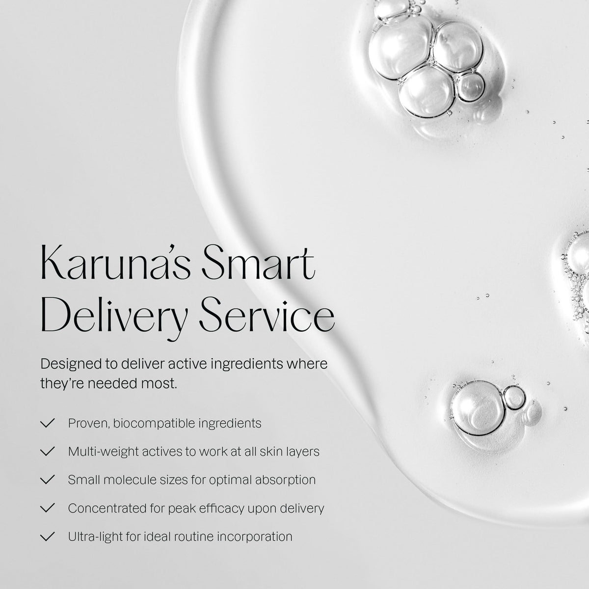 Karuna being applied to hand model demonstrating spreadability benefit: smooth, non-greasy finish