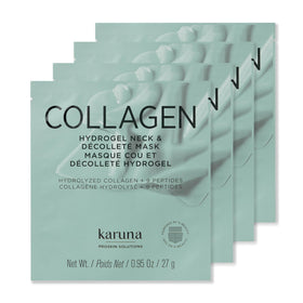 Karuna front packaging of neck mask showing details and clear benefits