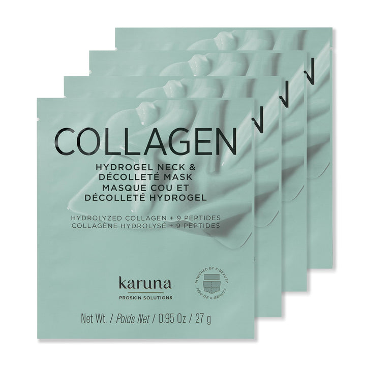 Karuna front packaging of neck mask showing details and clear benefits