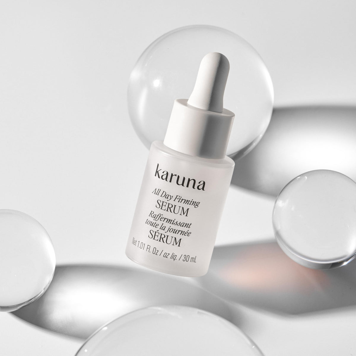 Karuna serum under foundation showing layering under makeup benefit: makeup-friendly hydration