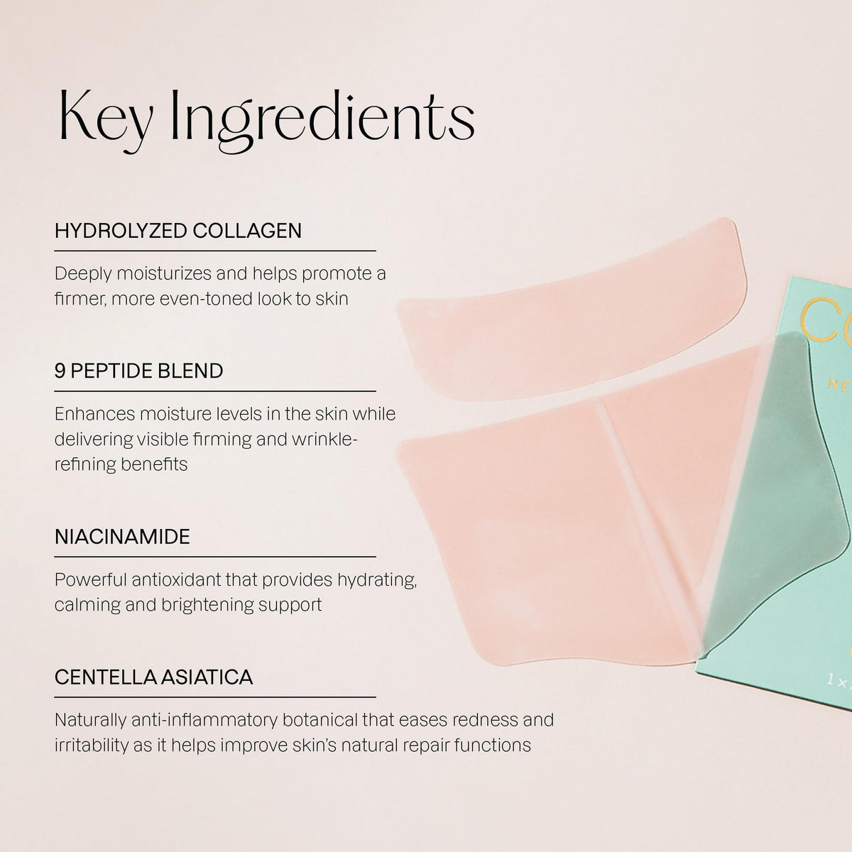 Karuna two-piece mask flat lay showing shape and targeted décolletage coverage