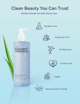 KARUNO ingredients label showing hyaluronic acid and aloe for soothing hydration
