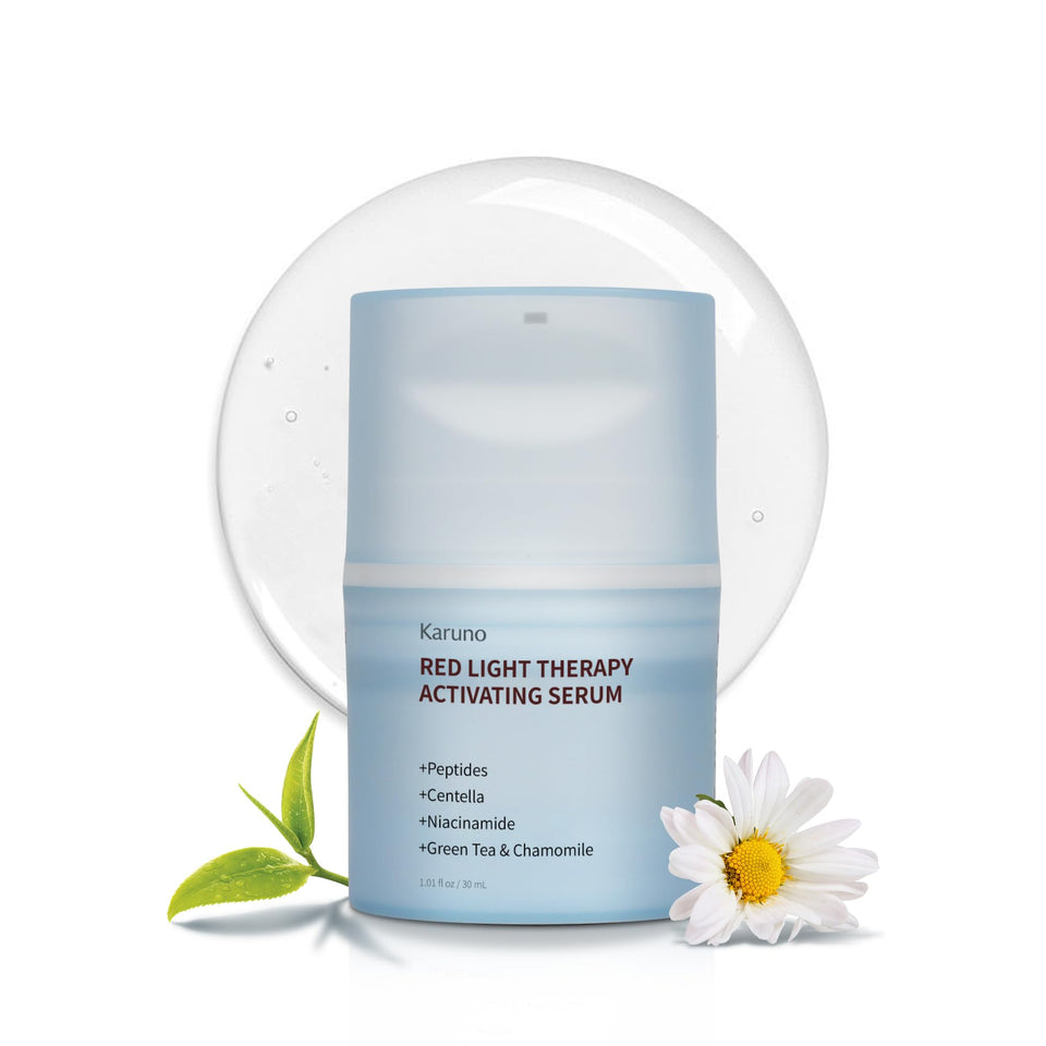 KARUNO serum front packaging showing bottle and label for device use