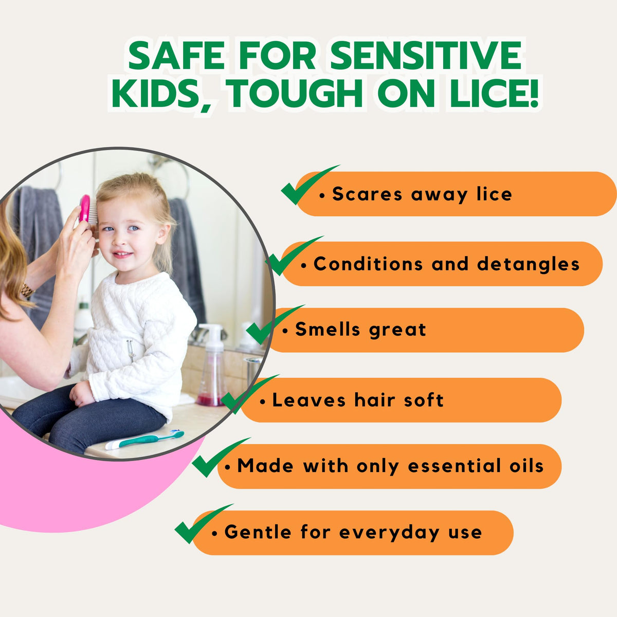 kaspi ellas kids spray nozzle action misting hair, fast application and detangling benefit