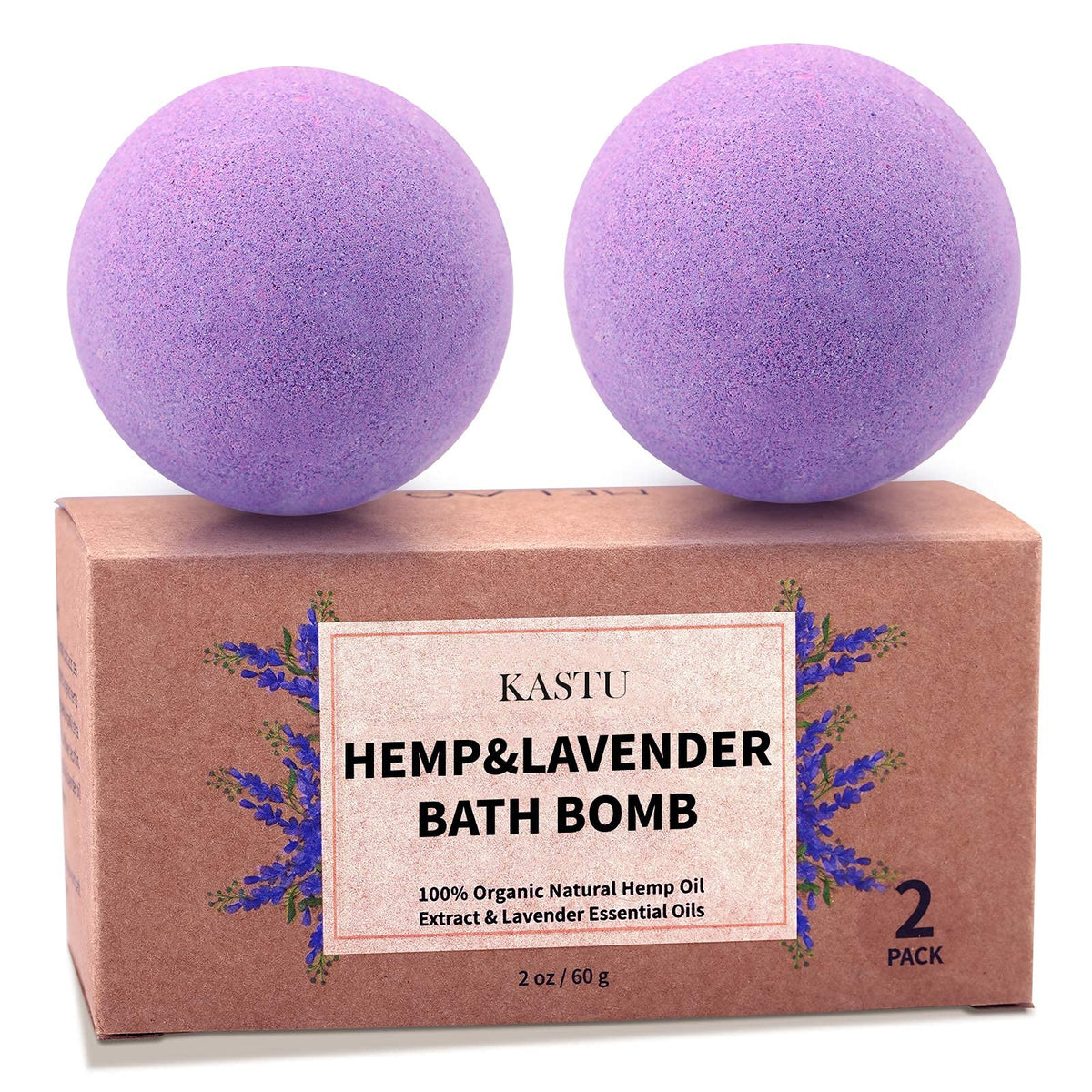 kastu front packaging showing two bath bombs and benefits