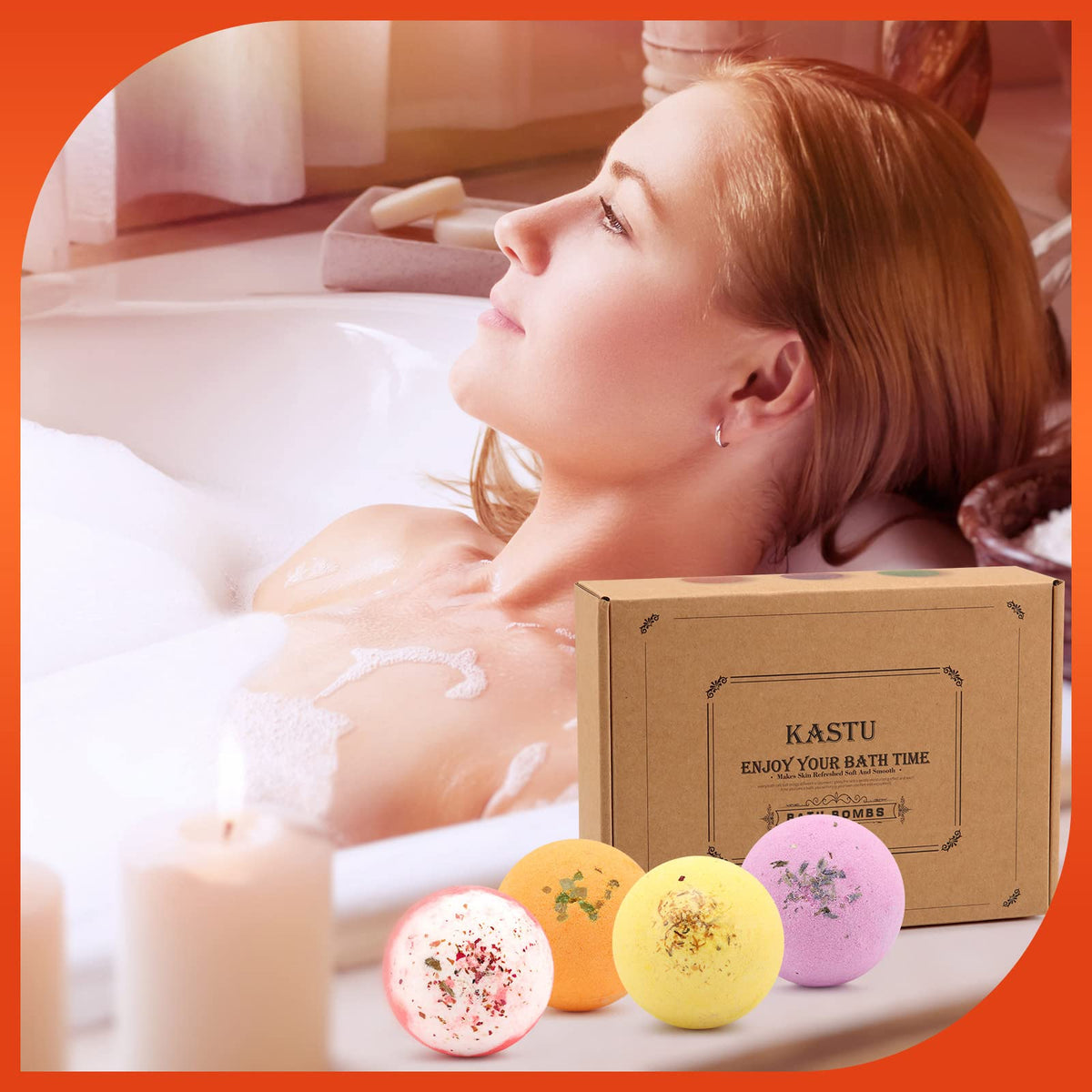 kastu bath bomb held in hand to show size and easy single-use portioning