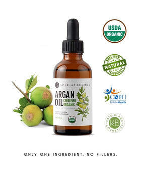 Kate Blanc Cosmetics ingredient label close-up showing USDA organic and purity verification