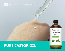 Kate Blanc Cosmetics close-up oil texture on fingers demonstrating rich, nourishing fatty acids