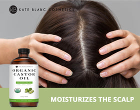 Kate Blanc Cosmetics application with spoolie on eyebrow to nourish and define hair growth