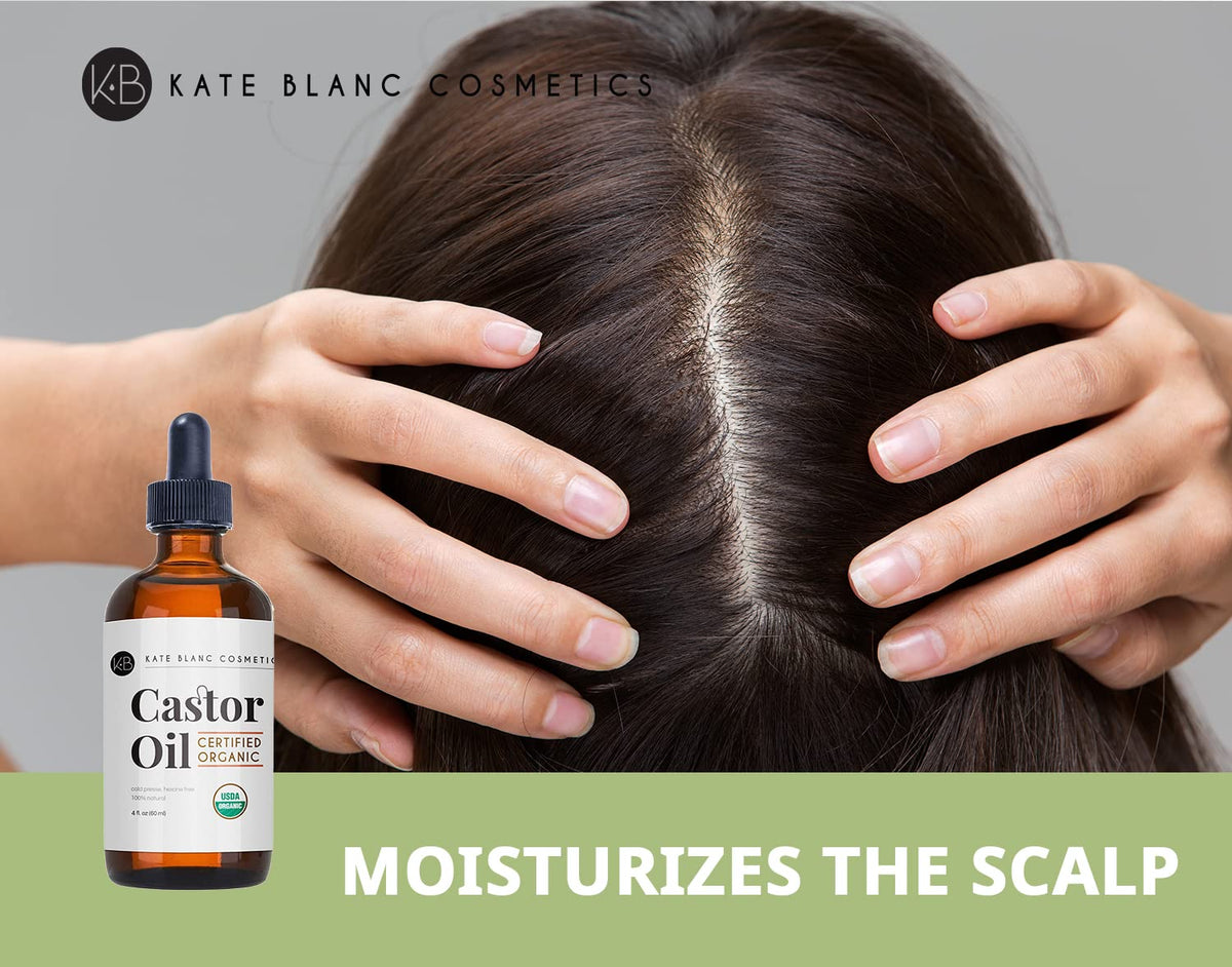 Kate Blanc Cosmetics label close-up showing USDA organic certification and quality