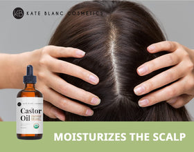 Kate Blanc Cosmetics label close-up showing USDA organic certification and quality