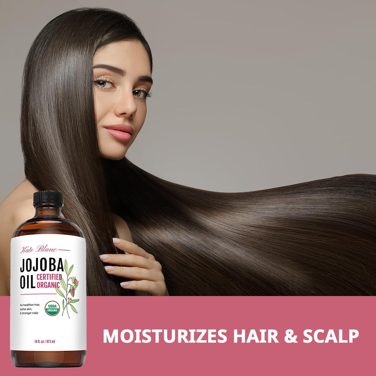 Kate Blanc Cosmetics applied to hair and beard adding moisture and reducing frizz