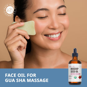 Kate Blanc oil used with gua sha stone demonstrating smooth glide benefit