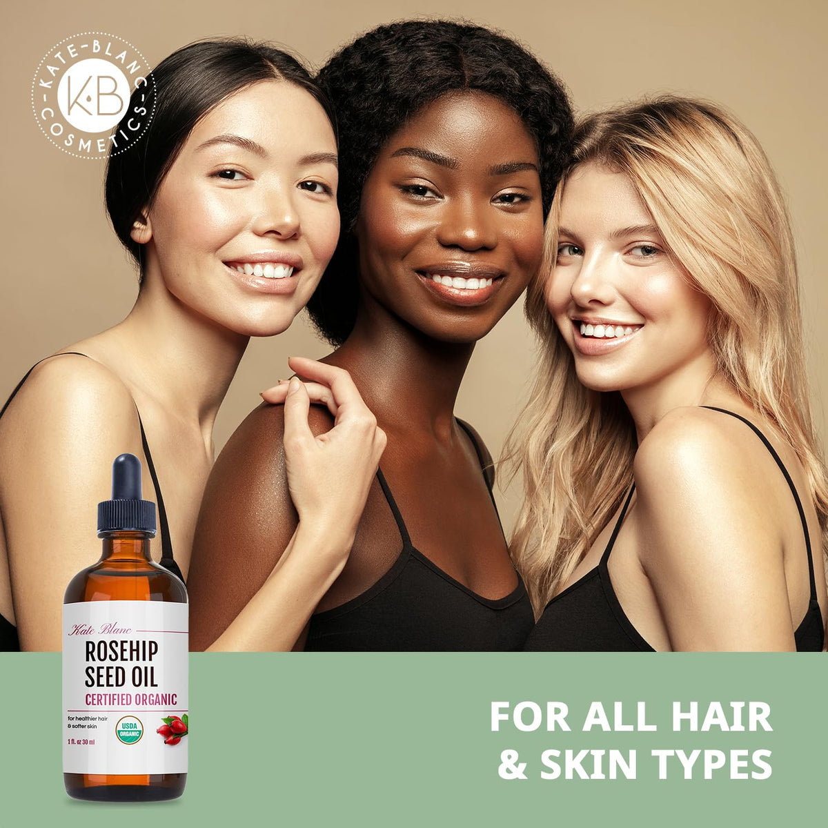 Kate Blanc oil applied to hair ends adding shine and reducing dryness