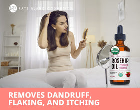 Kate Blanc Cosmetics bottle staged in bathroom to suggest daily routine use
