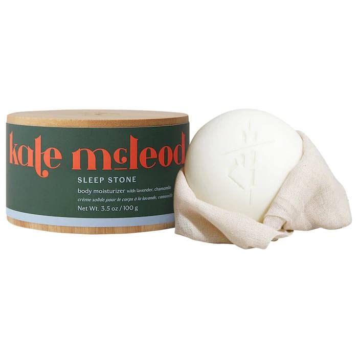 Kate McLeod Sleep Stone front packaging showing compact, recyclable design and calming lavender benefit
