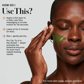 Kate Somerville hand applying scrub to damp skin to demonstrate massage and rinse steps