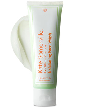 Kate Somerville front tube showing product name and compact size for travel convenience