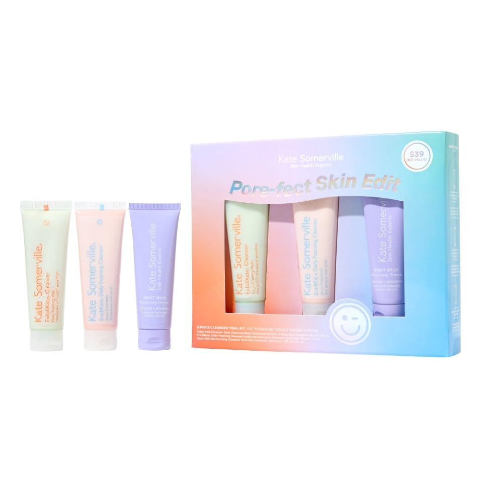 Kate Somerville travel kit front packaging showing trio and easy gifting