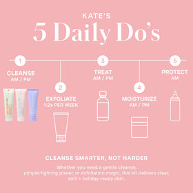 Kate Somerville travel kit held in hand showing compact travel-friendly size