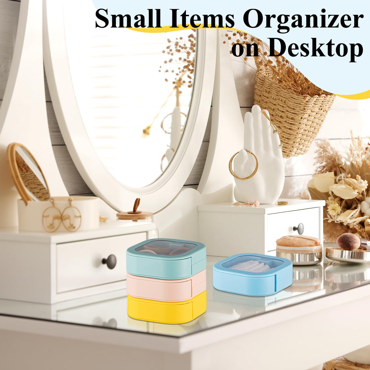 kathfly lifestyle on bathroom counter showing tidy accessories for everyday readiness