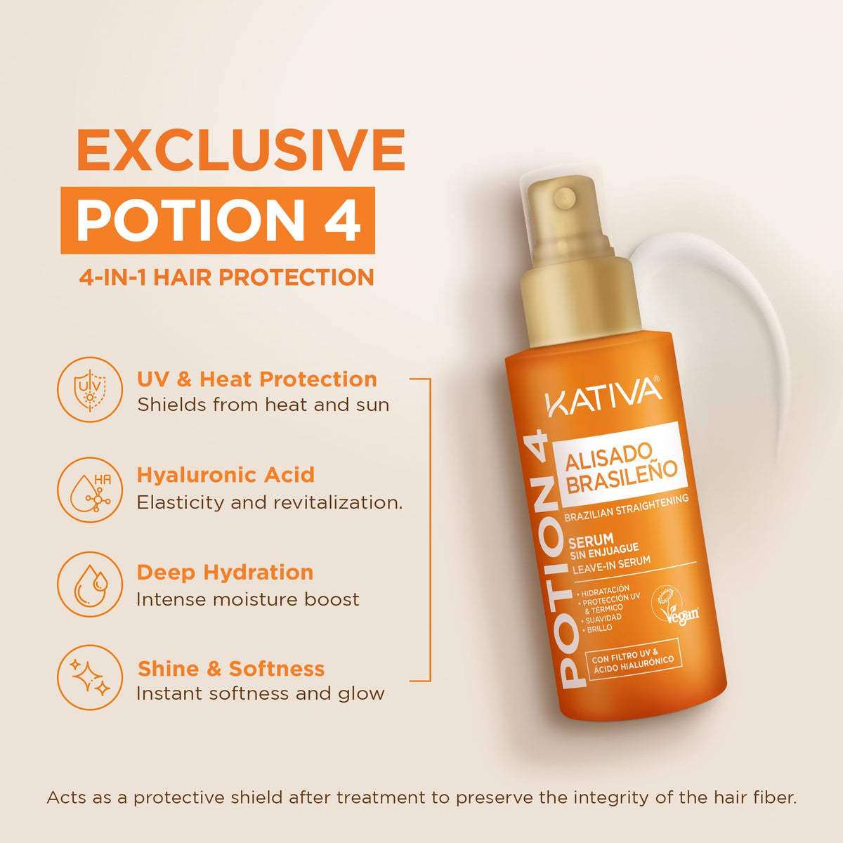 KATIVA conditioner pump close-up restoring softness and sealing cuticles