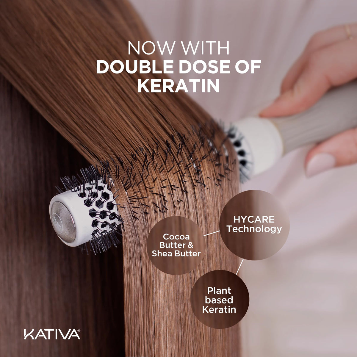 KATIVA heat protectant serum being dispensed to shield hair