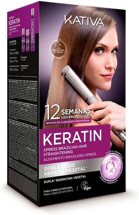 KATIVA treatment bottle closeup highlighting plant keratin