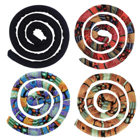 KATOCHUG front view of four spiral lock hair ties showing colors and shape, easy styling