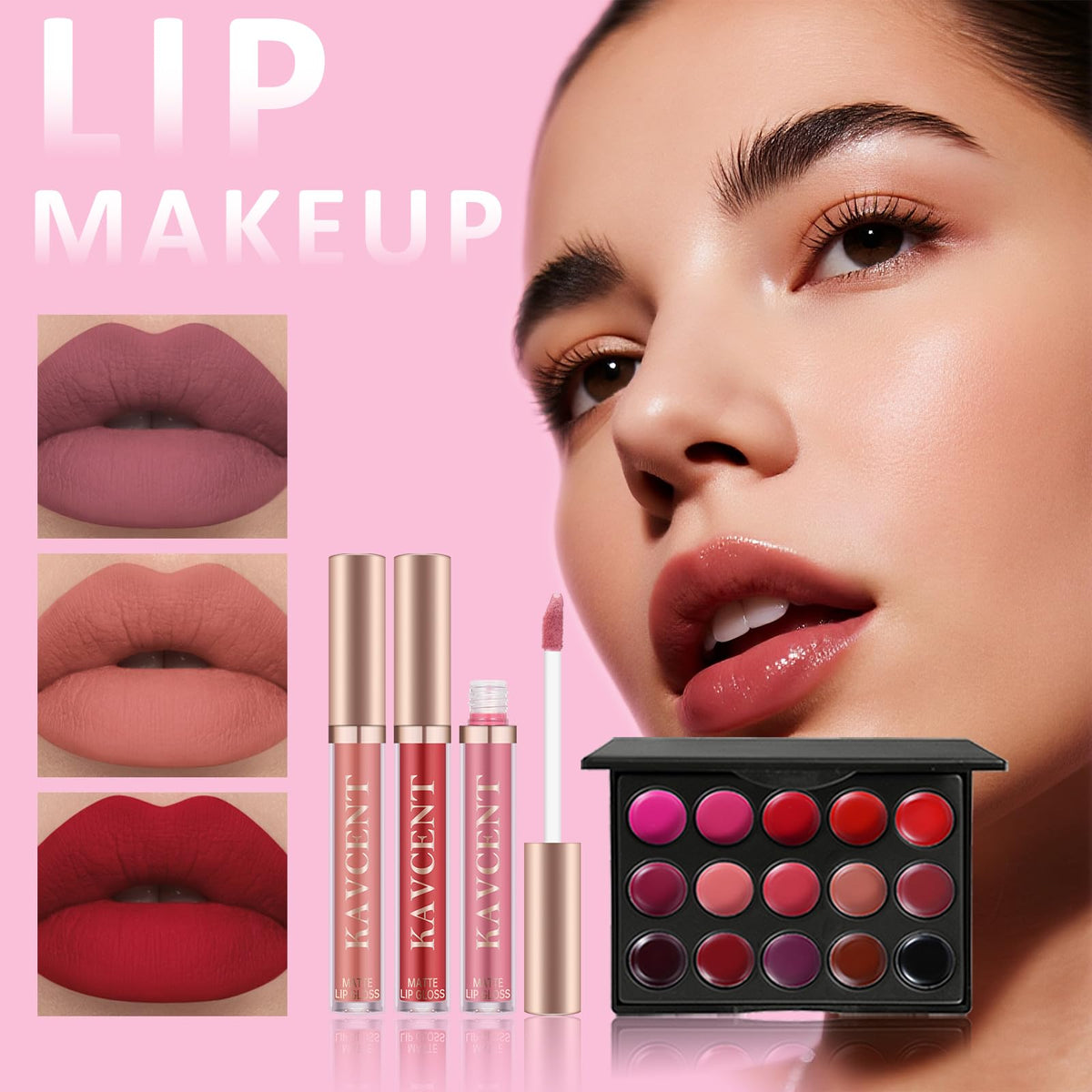 KAVCENT brush set with powder puff for easy blending and precision