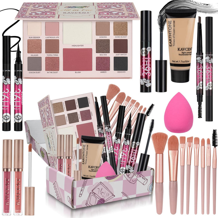 KAVCENT front packaging showing full makeup set and gift-ready presentation