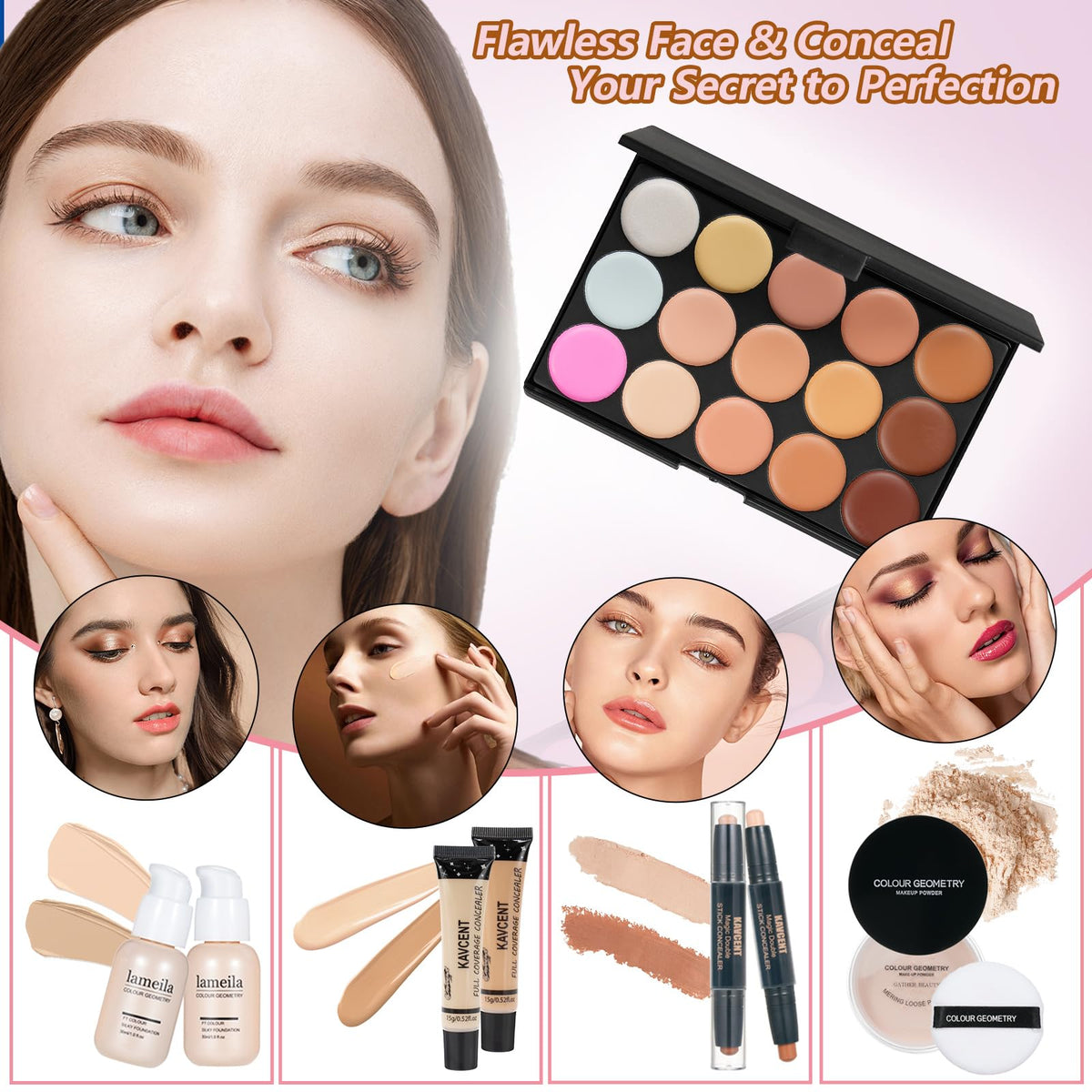 KAVCENT teen applying eyeshadow using included brush for easy everyday looks