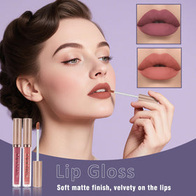 KAVCENT lip gloss and mascara detail highlighting shine and definition