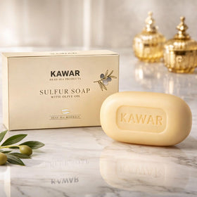 KAWAR soap on palm showing compact 4.23 oz size