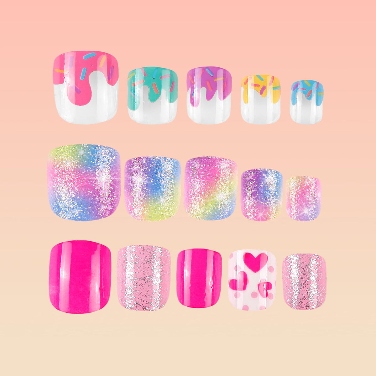 Kawyehu nails in a child’s hand illustrating short shape and comfortable fit