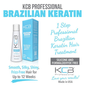 KCB PROFESSIONAL product applied to hair strand for visible smoothing