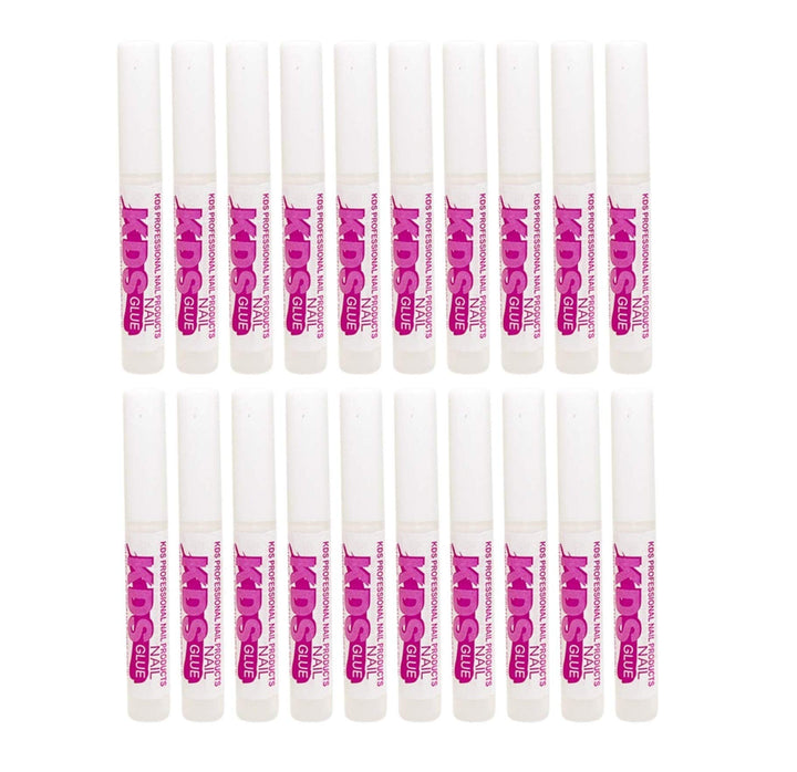 KDS nail glue front packaging showing 20 single-use tubes and clear adhesive benefit