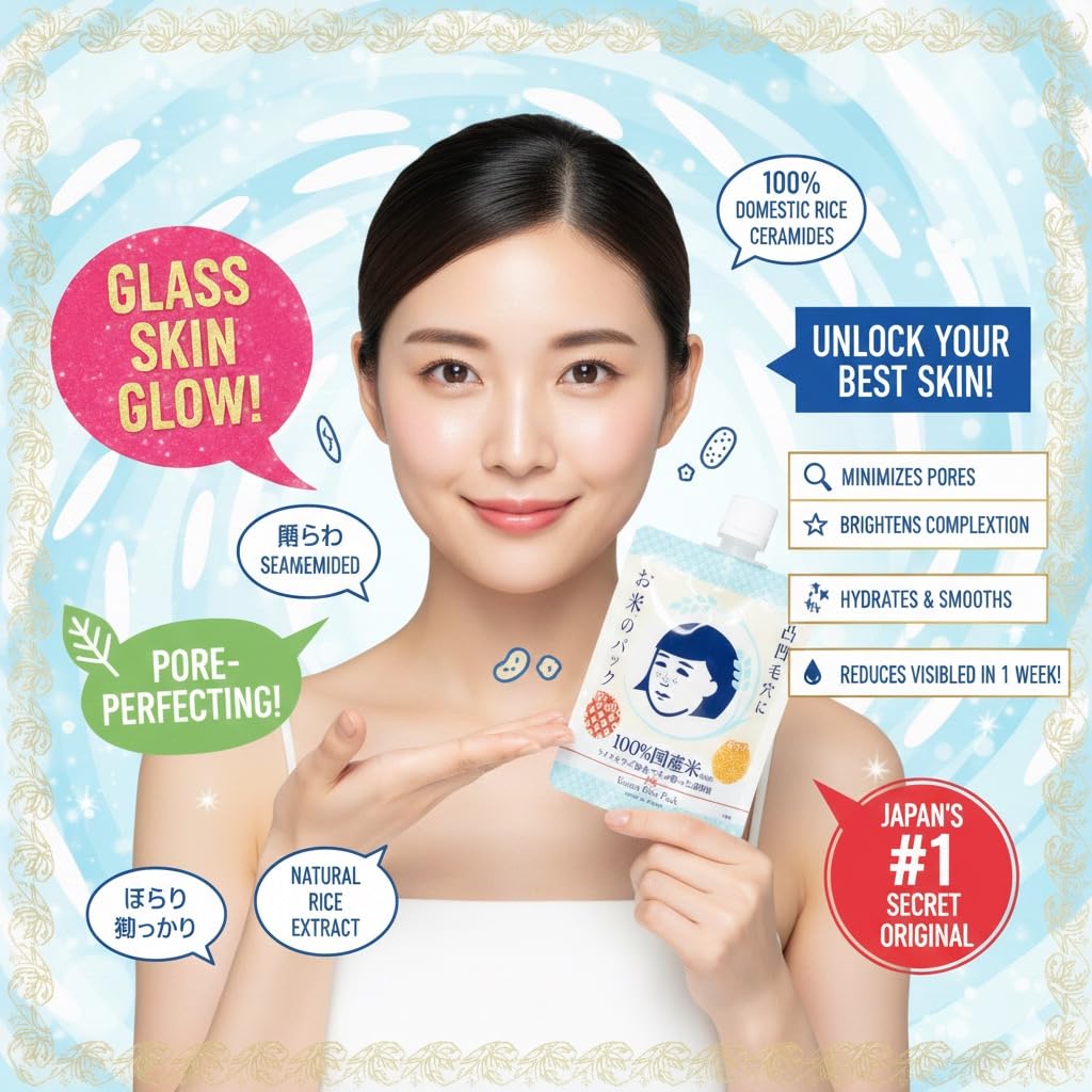 Rice grains and Keana extract bottle representing natural brightening benefit