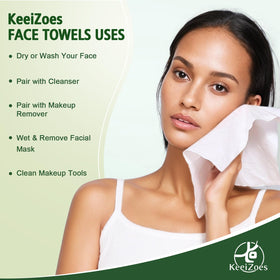 KeeiZoes double-sided towel showing pearl texture and smooth side for deep cleansing and gentle polishing