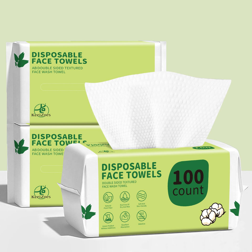 KeeiZoes front packaging showing 300-count biodegradable towels and clear labeling for convenience