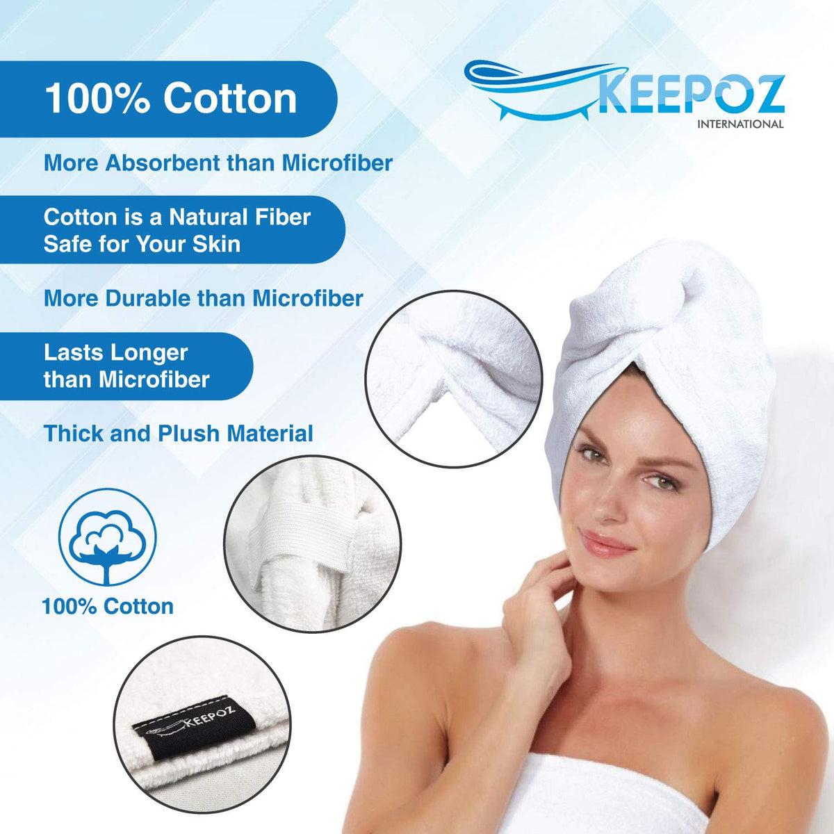 KEEPOZ turban held to show 10 x 26 inch scale fitting long hair
