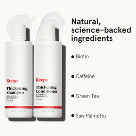 Keeps bottle label detail showing ingredients and DHT-support benefit